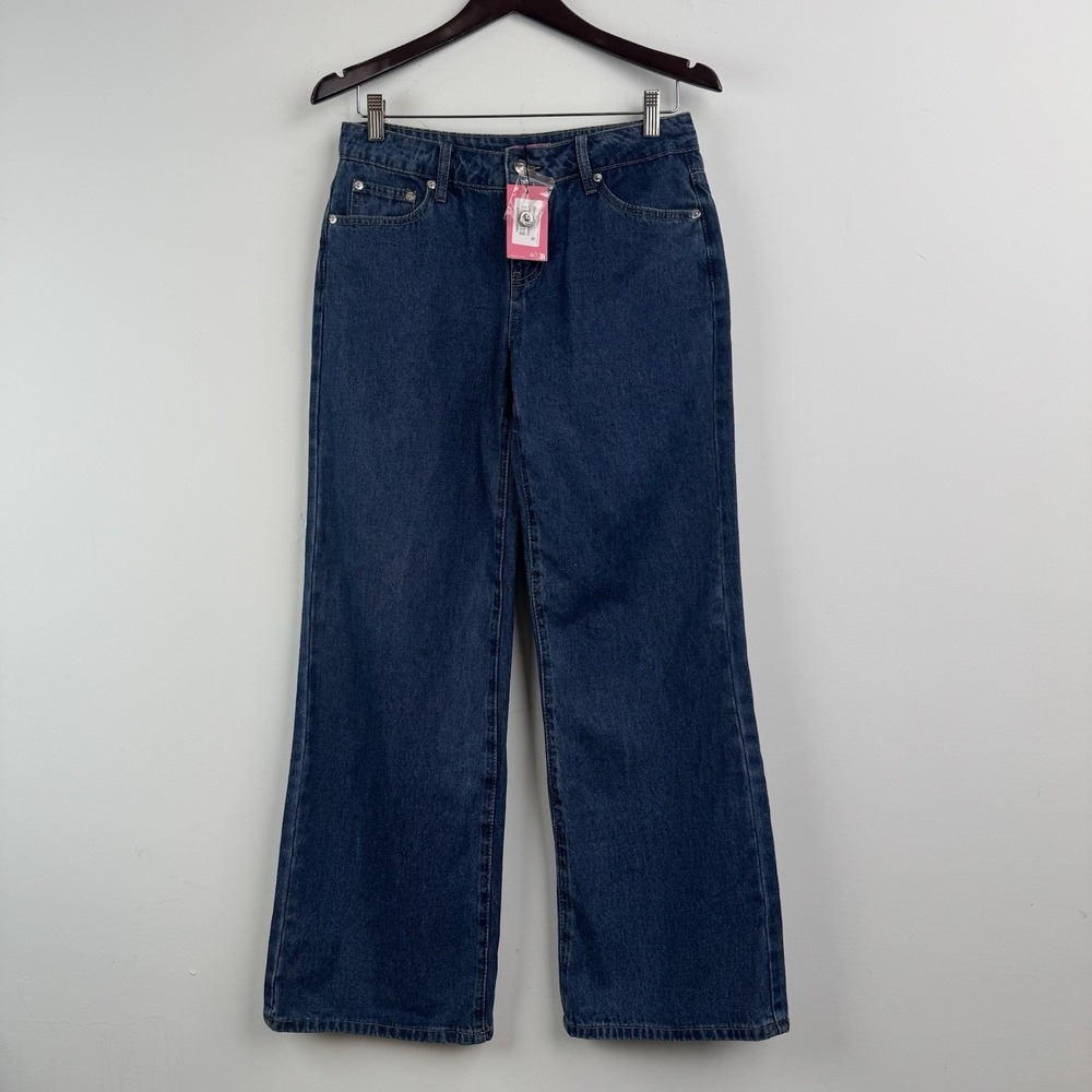 Edikted Jeans Womens S Blue Denim Wide‎ Leg Baggy Loose Fit Skater Y2K NWT